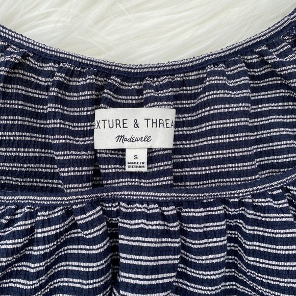 Madewell Texture & Thread Peasant Top in Stripe Navy - Picture 3 of 6